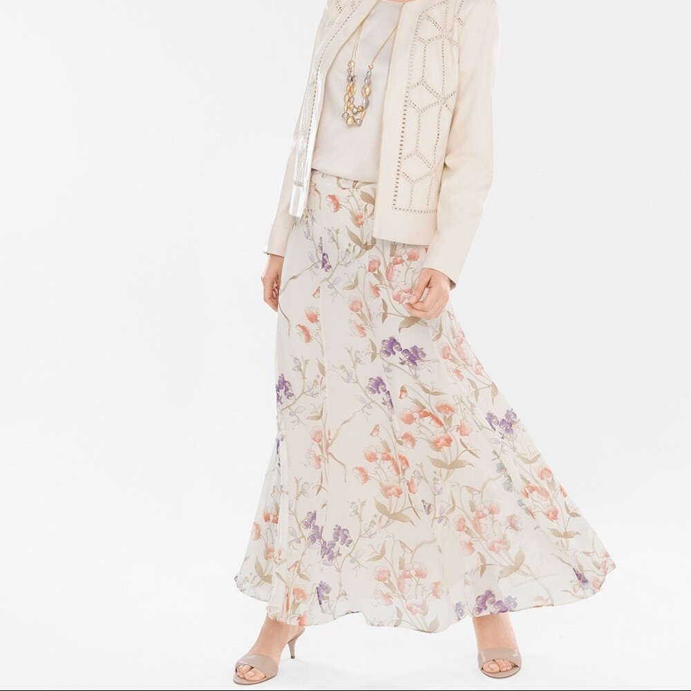 Black Label by Chico’s Floral Lined Skirt